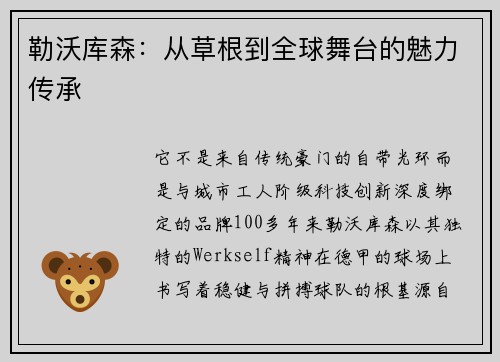 勒沃库森：从草根到全球舞台的魅力传承